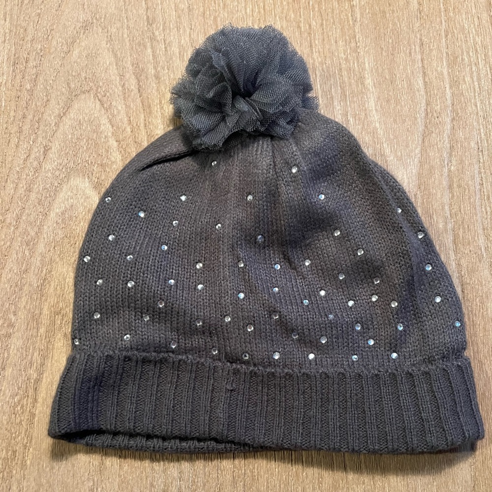 gap kids rhinestone beanie with pom